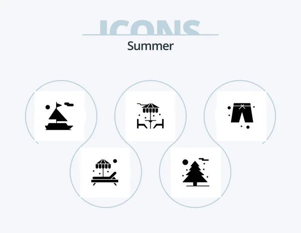 Summer Glyph Icon Pack Icon Design Cloths Ship Pants Furniture — Stok Vektör