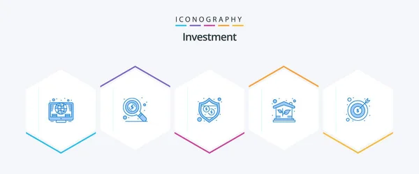 Investment Blue Icon Pack Including Finance Business Security Banking Investment — Vettoriale Stock
