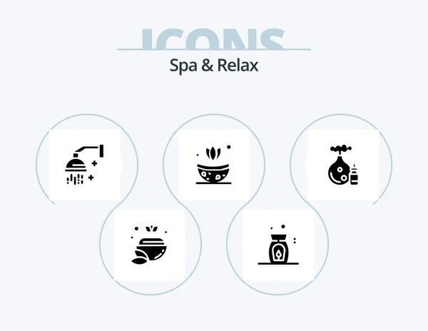 Spa Relax Glyph Icon Pack Icon Design Spa Spa Shower — Image vectorielle