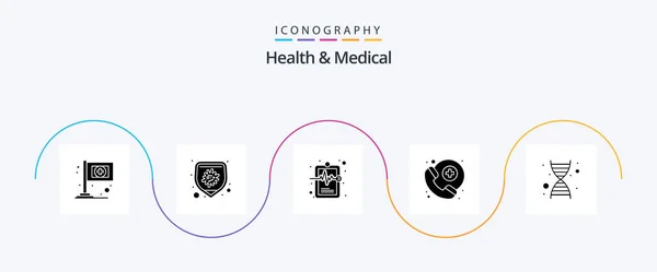 Health And Medical Glyph 5 Icon Pack Including . genetics. hospital chart. dna. medical assistance