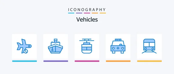 Vehicles Blue Icon Pack Including Transport Car Transportation Ambulance Transportation — Wektor stockowy