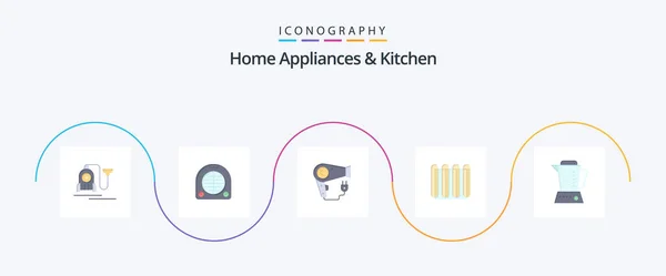 Home Appliances Kitchen Flat Icon Pack Including Blender Radiator Dryer — Stock vektor