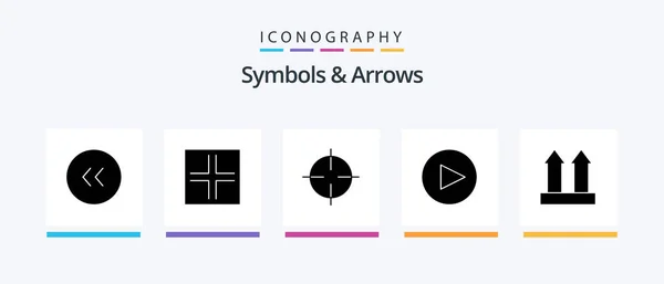 Symbols Arrows Glyph Icon Pack Including Transport Sign Shipping Play — Vetor de Stock