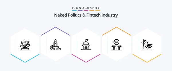 Naked Politics Fintech Industry Line Icon Pack Including Occupy Military — Archivo Imágenes Vectoriales