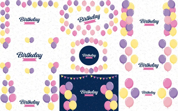 Happy Birthday Design Pastel Color Scheme Hand Drawn Cake Illustration — 图库矢量图片