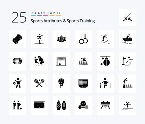 Sports Atributes Sports Training Solid Glyph Icon Pack Including Sportsman — Stock Vector