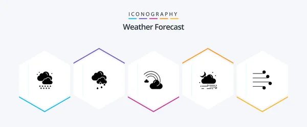 Weather Glyph Icon Pack Including Climate Air Forecast Weather Cloud — Stockvector