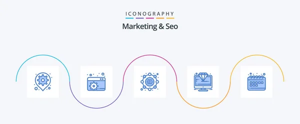 Marketing Seo Blue Icon Pack Including Seo Seo Seo Premium — стоковый вектор