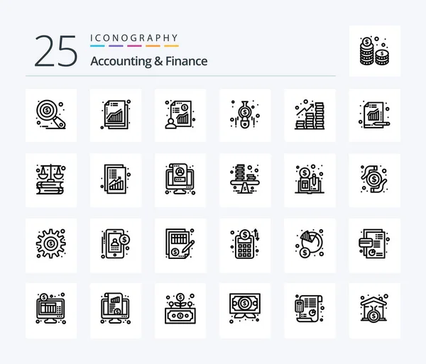 Accounting Finance Line Icon Pack Including Profit Finance Chart Calculator — Stockový vektor