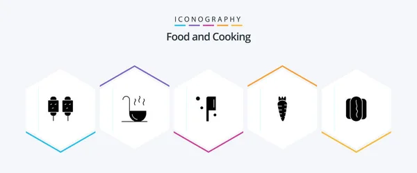 Food Glyph Icon Pack Including Hotdog Food Food Food — Stock Vector