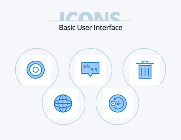 Basic Blue Icon Pack Icon Design Line Trash Quote — Vetor de Stock
