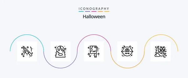 Halloween Line Icon Pack Including Night Icon Halloween Bloody Knife — Stok Vektör