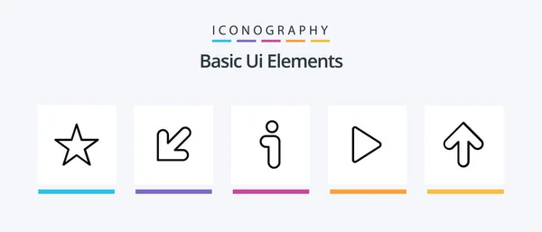 Basic Elements Line Icon Pack Including Pin Map Less Video — Wektor stockowy