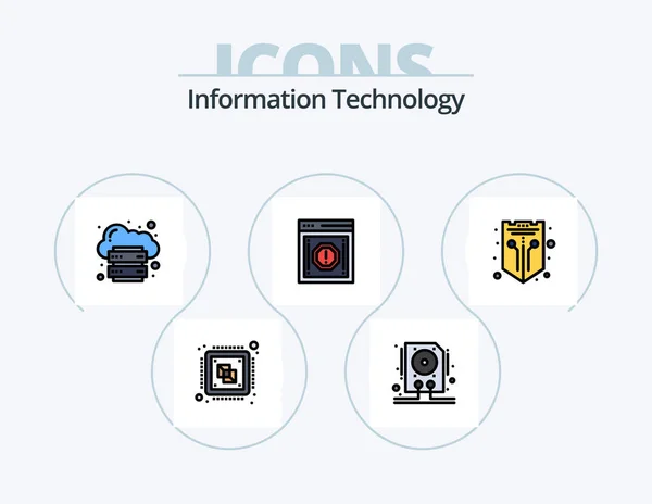 Information Technology Line Filled Icon Pack Icon Design Password Link — Image vectorielle