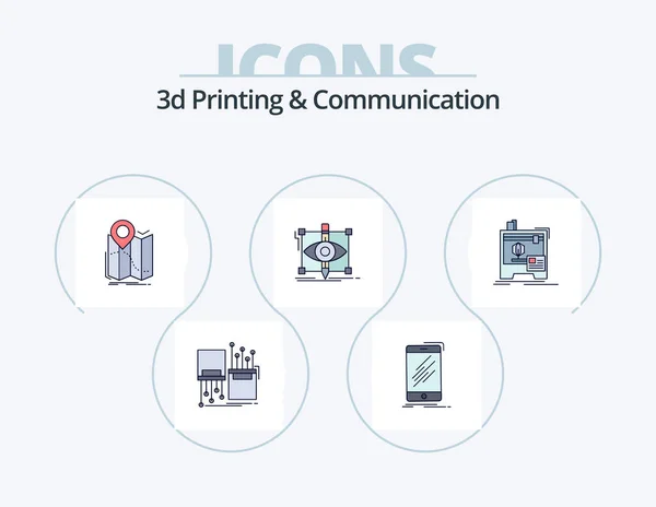 Printing Communication Line Filled Icon Pack Icon Design Fabrication Abstract — Stockový vektor
