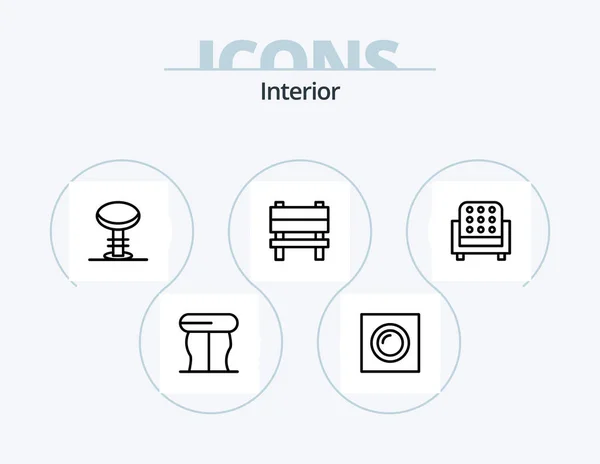 Interior Line Icon Pack Icon Design Clock Stage Frame Level — Stockvektor