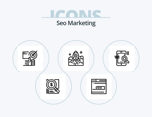 Seo Marketing Line Icon Pack Icon Design Web Promotion Team — Vetor de Stock