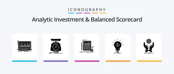 Analytic Investment Balanced Scorecard Glyph Icon Pack Including Idea Finance — Stock vektor