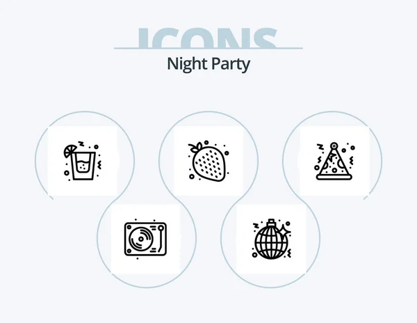 Night Party Line Icon Pack Icon Design Night Dis Projector — Vector de stock