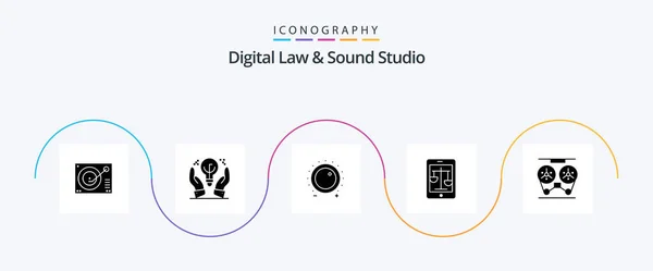 Digital Law Sound Studio Glyph Icon Pack Including Legal Internet — Archivo Imágenes Vectoriales