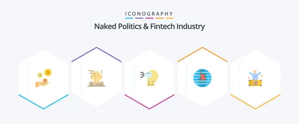 Naked Politics Fintech Industry Flat Icon Pack Including Decentralized Blockchain — Archivo Imágenes Vectoriales