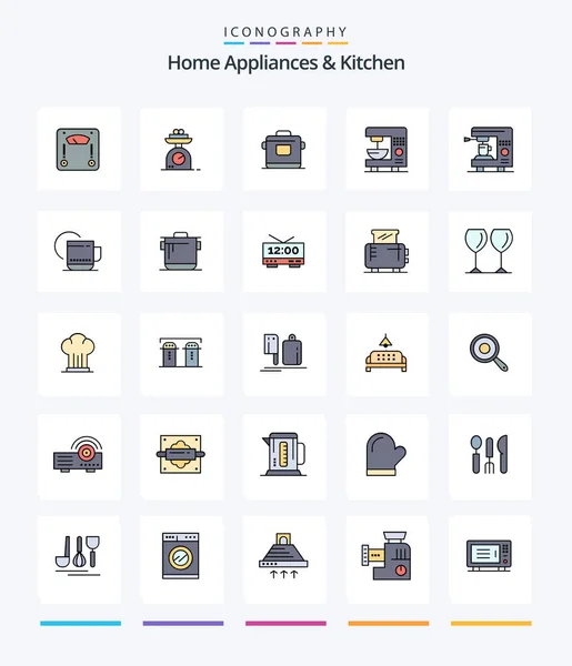 Creative Home Appliances Kitchen Line Filled Icon Pack Kitchen Service — Wektor stockowy