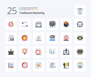 Traditional Marketing 25 Flat Color icon pack including advertising. ads. gossip. profit. grow