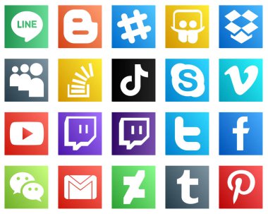 20 High Quality Social Media Icons such as chat. question. china and douyin icons. High definition and versatile