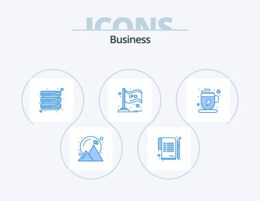 Business Blue Icon Pack 5 Icon Design. coffee. bar. cloud. stock. ipo