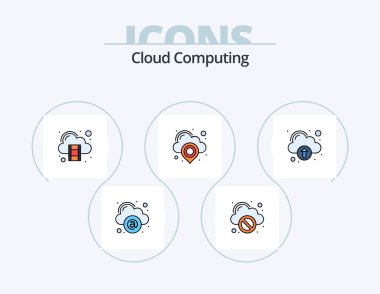 Cloud Computing Line Filled Icon Pack 5 Icon Design. data. telephone. computing. phone. call