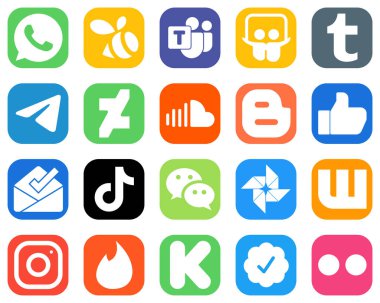 20 Social Media Icons for Every Platform such as inbox. like. blog and music icons. Unique Gradient Icon Set