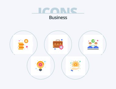Business Flat Icon Pack 5 Icon Design. agreement. insurance. cash. case. bag