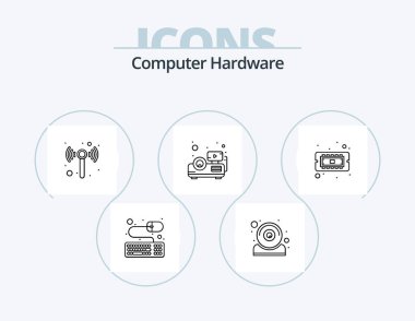 Computer Hardware Line Icon Pack 5 Icon Design. technology. hardware. technology. computer. power