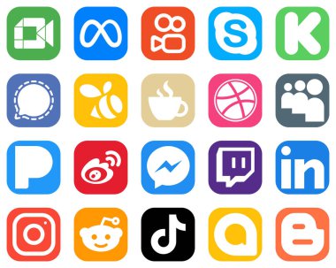20 Elegant Social Media Icons such as dribbble. streaming. kickstarter and caffeine icons. Gradient Icon Set