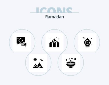Ramadan Glyph Icon Pack 5 Icon Design. architecture . speech. diwali . prayer .