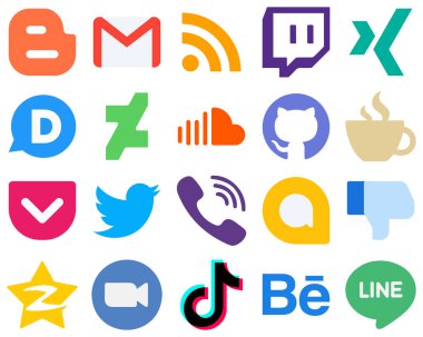 20 Flat Social Media Icons for a Simplistic UI caffeine. xing. github and sound icons. Simple Gradient Icon Set