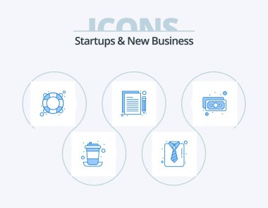 Startups And New Business Blue Icon Pack 5 Icon Design. workflow. planning. suiting. content. save