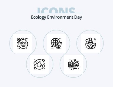 Ecology Line Icon Pack 5 Icon Design. world eco. earth day. fuel. person. humanity