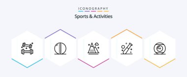 Sports and Activities 25 Line icon pack including game. ball. solid ball. nature. game