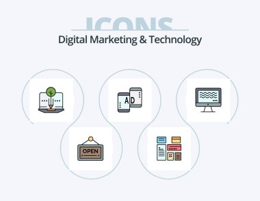 Digital Marketing And Technology Line Filled Icon Pack 5 Icon Design. atoumation. digital. bulb. paid articales. paid