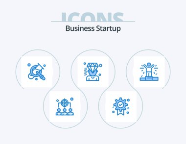 Business Startup Blue Icon Pack 5 Icon Design. man. membership. business. diamond. business