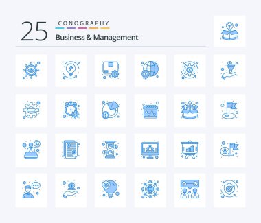 Business And Management 25 Blue Color icon pack including coin. money. box. global. dollar
