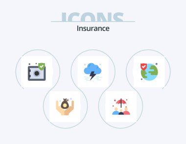 Insurance Flat Icon Pack 5 Icon Design. . insurance. safe. world. storm