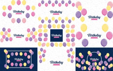 Happy Birthday design with a realistic cake illustration and confetti