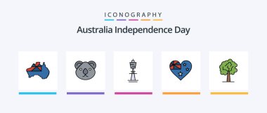 Australia Independence Day Line Filled 5 Icon Pack Including country. aussie. indigenous. nation. country. Creative Icons Design