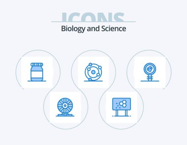 Biology Blue Icon Pack 5 Icon Design. biology theorem. biochemistry. formula. biology. atom