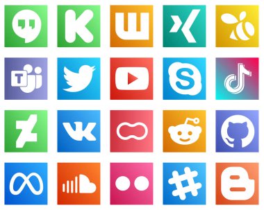 20 Social Media Icons for Your Designs such as china. douyin. twitter. tiktok and skype icons. Modern and minimalist