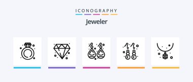 Jewellery Line 5 Icon Pack Including fashion. wedding. jewel. ring. diamond. Creative Icons Design