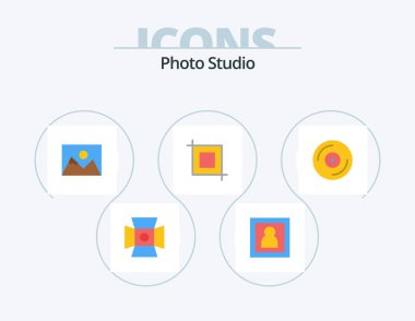 Photo Studio Flat Icon Pack 5 Icon Design. studio. cd. landscape. transform. crop