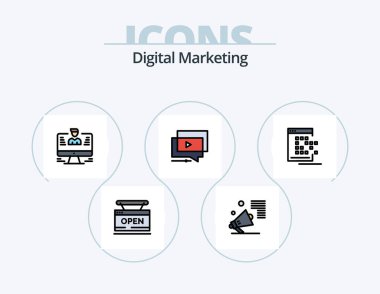 Digital Marketing Line Filled Icon Pack 5 Icon Design. group. network. email. online. presentation
